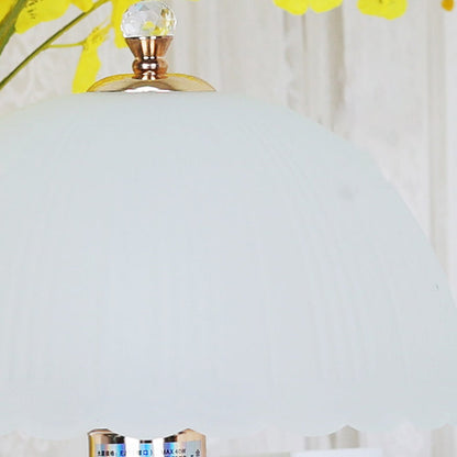 Contemporary Scandinavian Flower Umbrella Glass Ceramic 1-Light Table Lamp For Bedroom