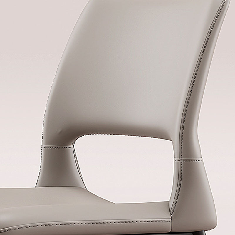 Contemporary Nordic Square Curved Upholstered Hollowed Out Microfiber Leather Carbon Steel Dining Chair Backrest For Dining Room