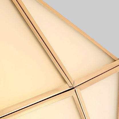 Contemporary Retro Brass Glass Octagon Geometric Line 3/4/6 Light Flush Mount Ceiling Light For Living Room