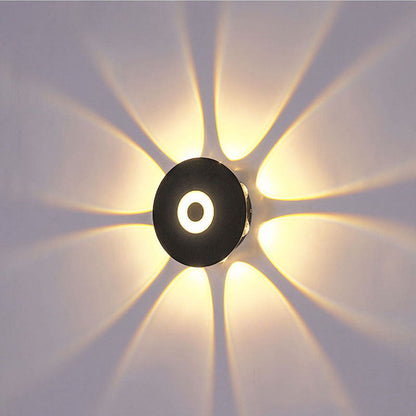 مصباح حائط LED دائري من الألومنيوم بتصميم إسكندنافي معاصر للفناء الخارجي 