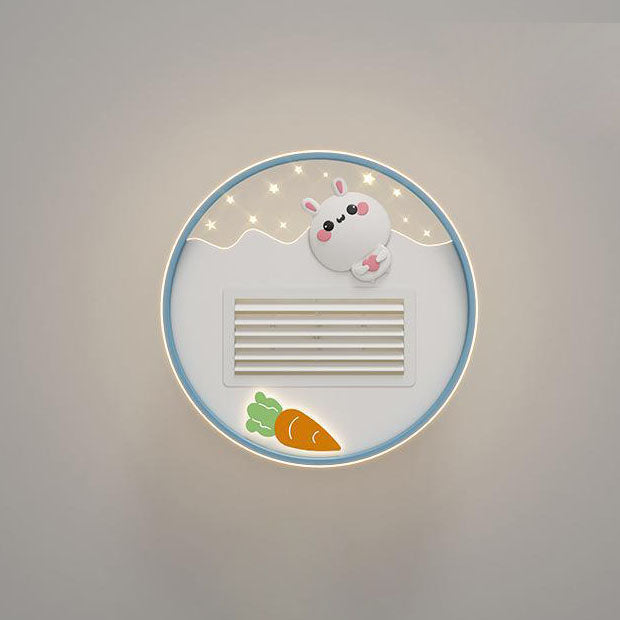 Contemporary Creative Acrylic Astronaut Moon LED Kids Flush Mount Ceiling Invisible Bladeless Fan Light For Bedroom
