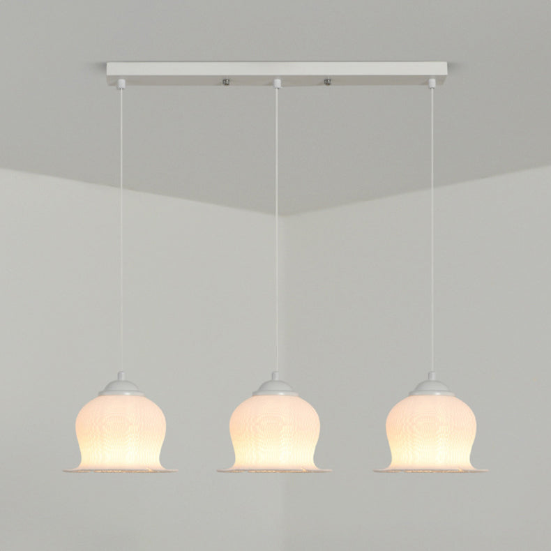 Modern Art Deco PLA Bell Orchid Flower Shade Iron 3/4/5-Light Island Light Chandelier For Dining Room