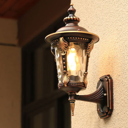 Traditional European Cylinder Quadrilateral Aluminum Glass 1-Light Wall Sconce Lamp For Outdoor Patio