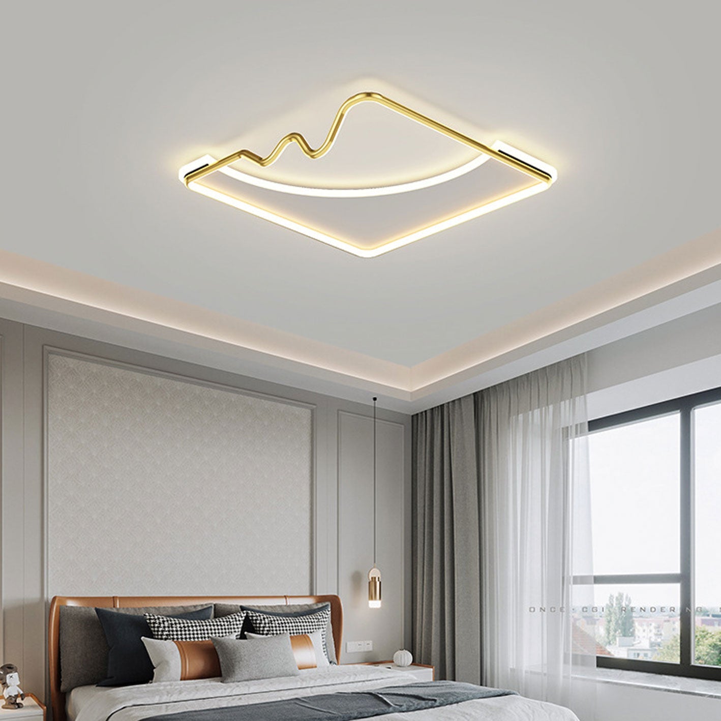 Nordic Creative Square Round Wrought Iron Aluminum LED Flush Mount Ceiling Light