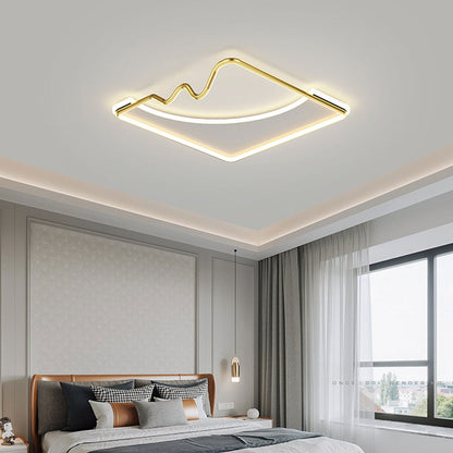 Nordic Creative Square Round Wrought Iron Aluminum LED Flush Mount Ceiling Light