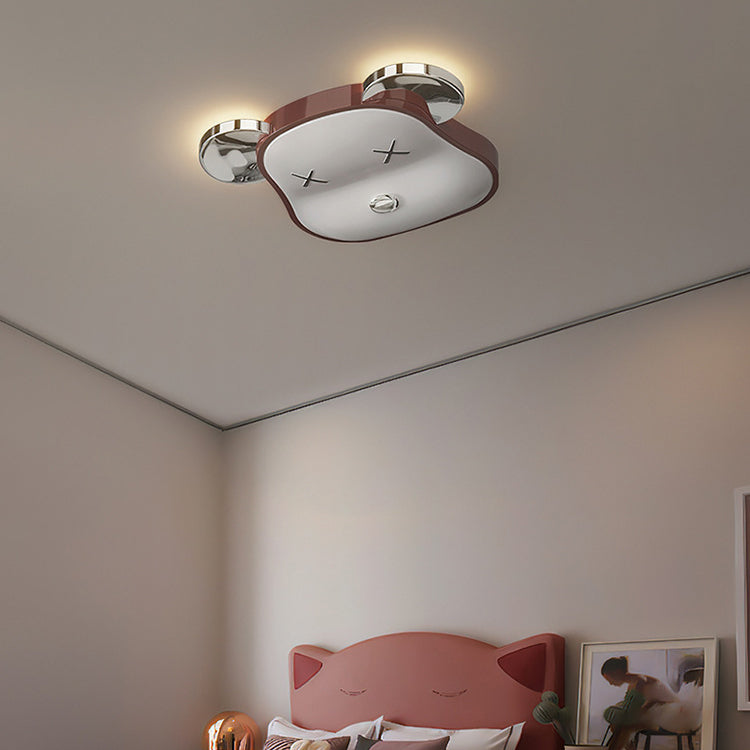 Modern Art Deco Violent Bear PE Iron LED Flush Mount Ceiling Light For Bedroom