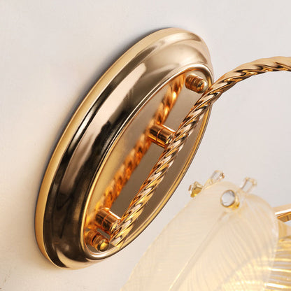 French Creative Cream Feather Cylinder Glass Iron 1-Light Wall Sconce Lamp