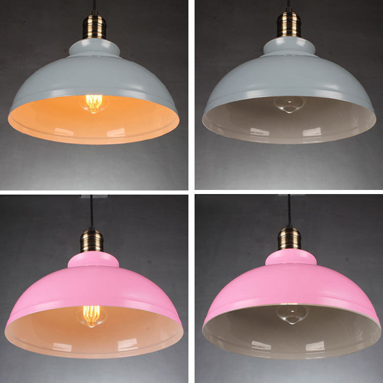 Industrial Simple Dome Round Pot Lid Iron 1-Light Pendant Light