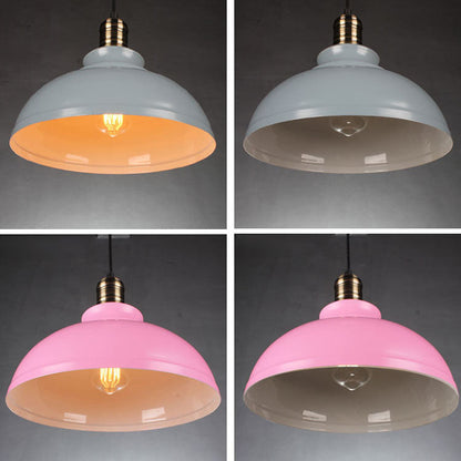 Industrial Simple Dome Round Pot Lid Iron 1-Light Pendant Light