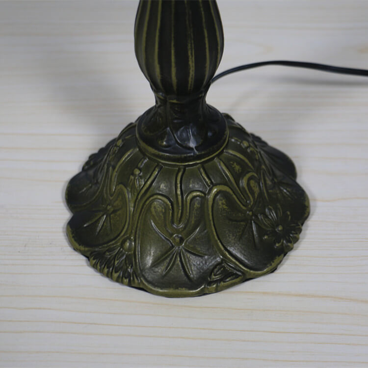 Tiffany Retro Lotus Resin Base Stained Glass 1-Light Table Lamp