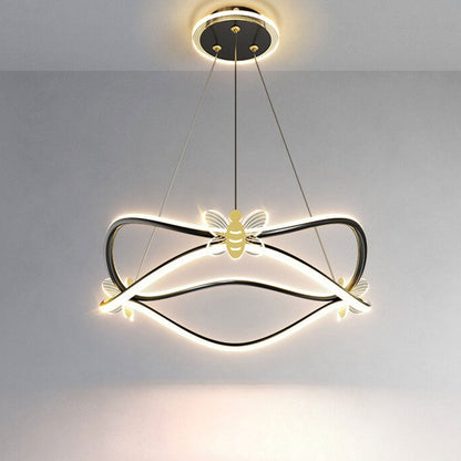 ثريا جزيرة LED بإضاءة 3/4 ضوء مصنوعة من الحديد المموج بتصميم عصري بسيط 