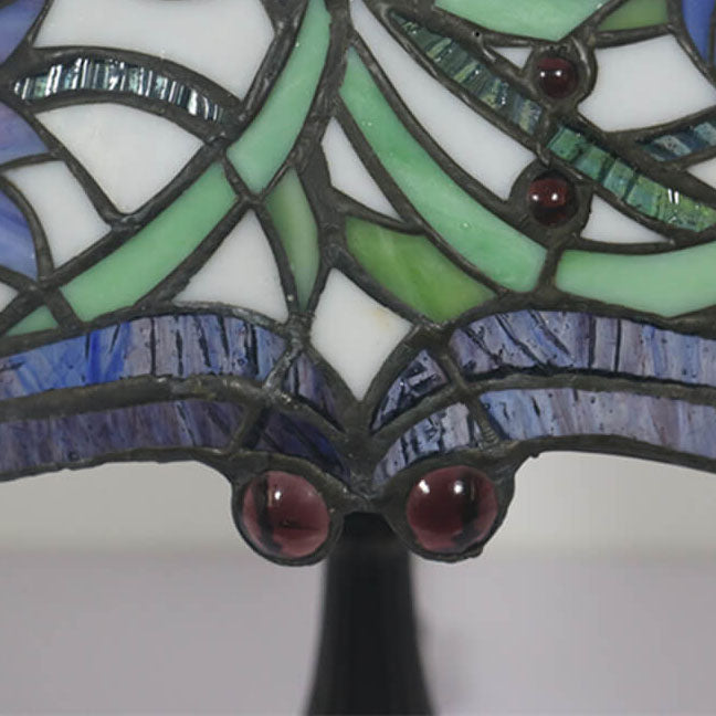 Vintage Tiffany Tulip Stained Glass Resin Dome 1-Light Table Lamp
