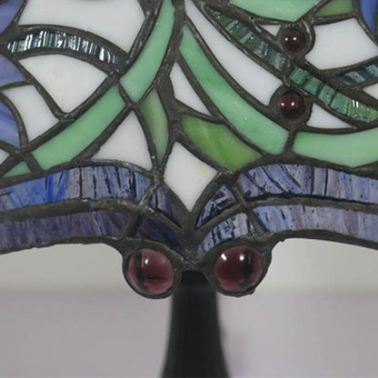 Vintage Tiffany Tulip Stained Glass Resin Dome 1-Light Table Lamp