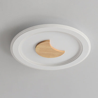 Modern Simple Solid Wood Pattern LED Flush Mount Light