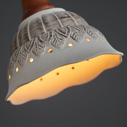 Modern Vintage Ceramic Solid Wood 1-Light Pendant Light