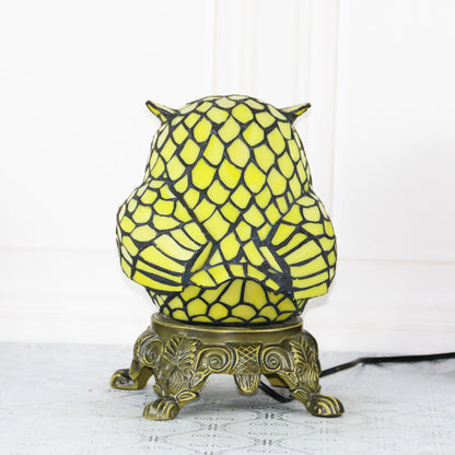 Vintage Tiffany Cartoon Parrot Resin Stained Glass 1-Light Table Lamp
