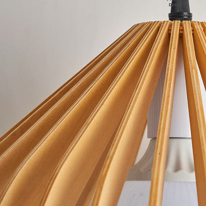 Japanese Wabi-Sabi Style Walnut Tapered Hollow 1-Light Pendant Light