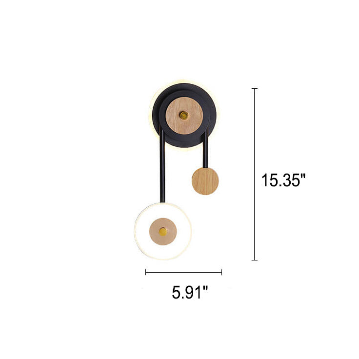 Nordic Creative Round Wood Acrylic Ring LED Wall Sconce Lamp