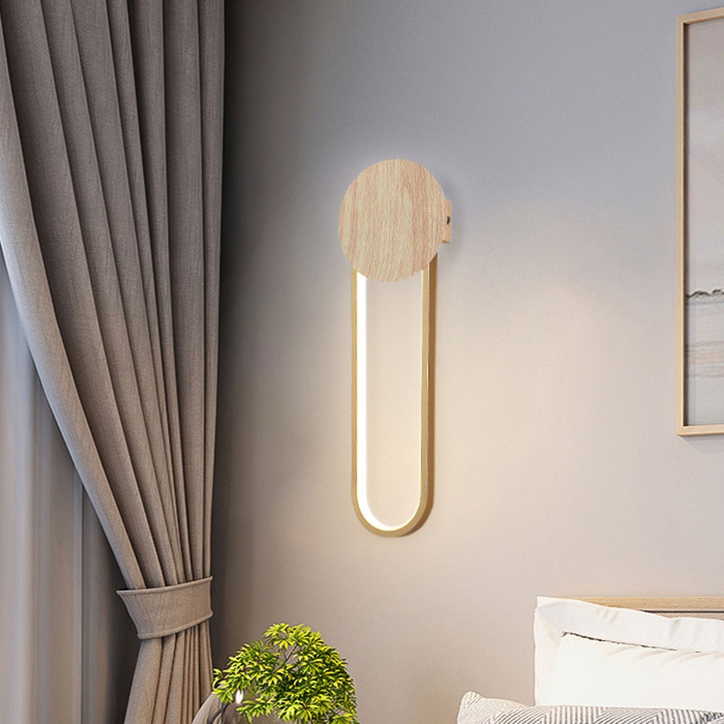 مصباح حائط LED دائري من الحديد المطاوع بتصميم عصري بسيط من الخشب 