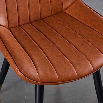 Modern Luxury Square Curved Faux Leather Metal Dining Chair Backrest Armless For Dining Room