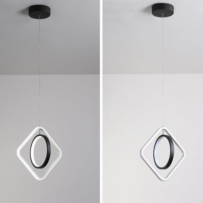 ثريا LED معاصرة من الألومنيوم والحديد بتصميم دائري ماسي إسكندنافي لغرفة المعيشة 