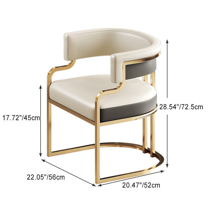 Traditional Luxury U-Shape Metal Microfiber Leather Dining Chair Backrest Armrest for Dining Room
