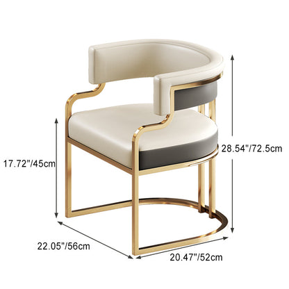 Traditional Luxury U-Shape Metal Microfiber Leather Dining Chair Backrest Armrest for Dining Room