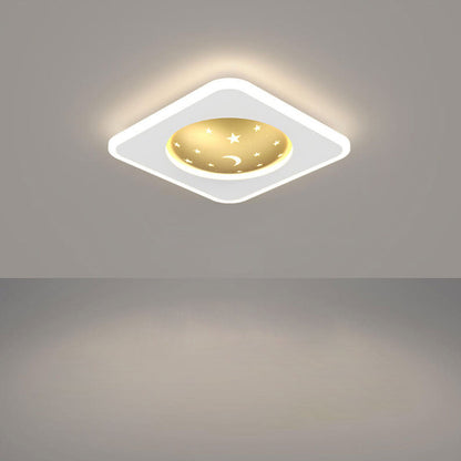 Nordic Minimalist Starry Sky Square Round Wrought Iron Aluminum LED Flush Mount Ceiling Light