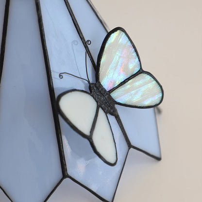 Traditional Vintage Butterfly Prismatic Metal Glass 1-Light Table Lamp For Bedroom