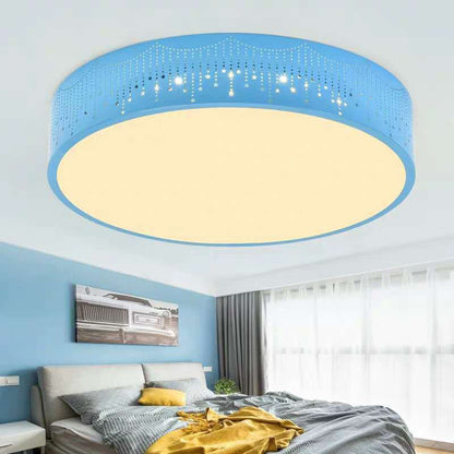 Modern Creative Meteor Round Children's Iron Acrylic LED Flush Mount Light
