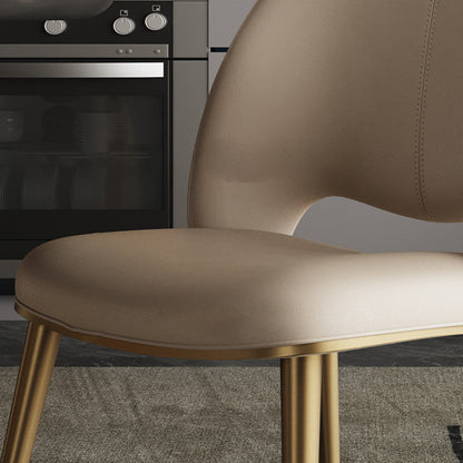 Contemporary Nordic Square Curved Upholstered Microfiber Leather Stainless Steel Dining Chair Backrest For Dining Room
