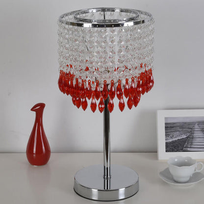 Modern Crystal Beads Colored Column 1-Light Table Lamp