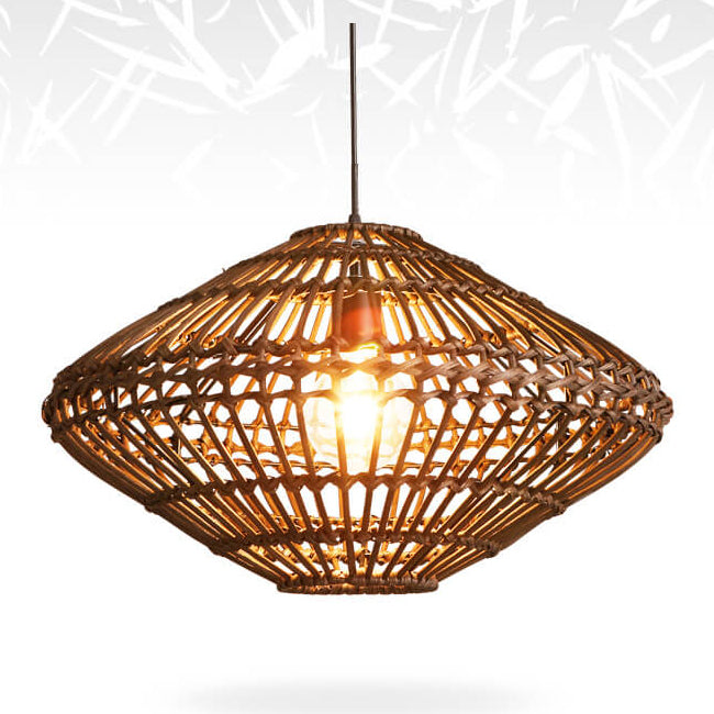 Modern Rattan Vintage Southeast Asian Style 1-Light Pendant Light