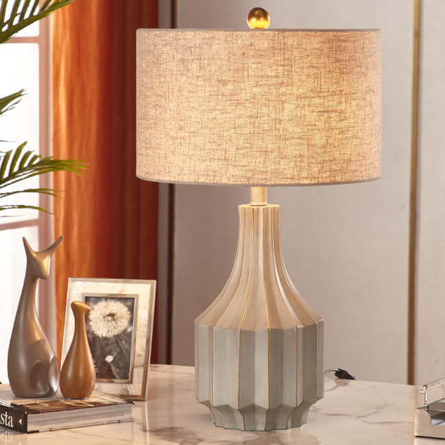 European Minimalist Solid Color Resin Fabric 1-Light Table Lamp