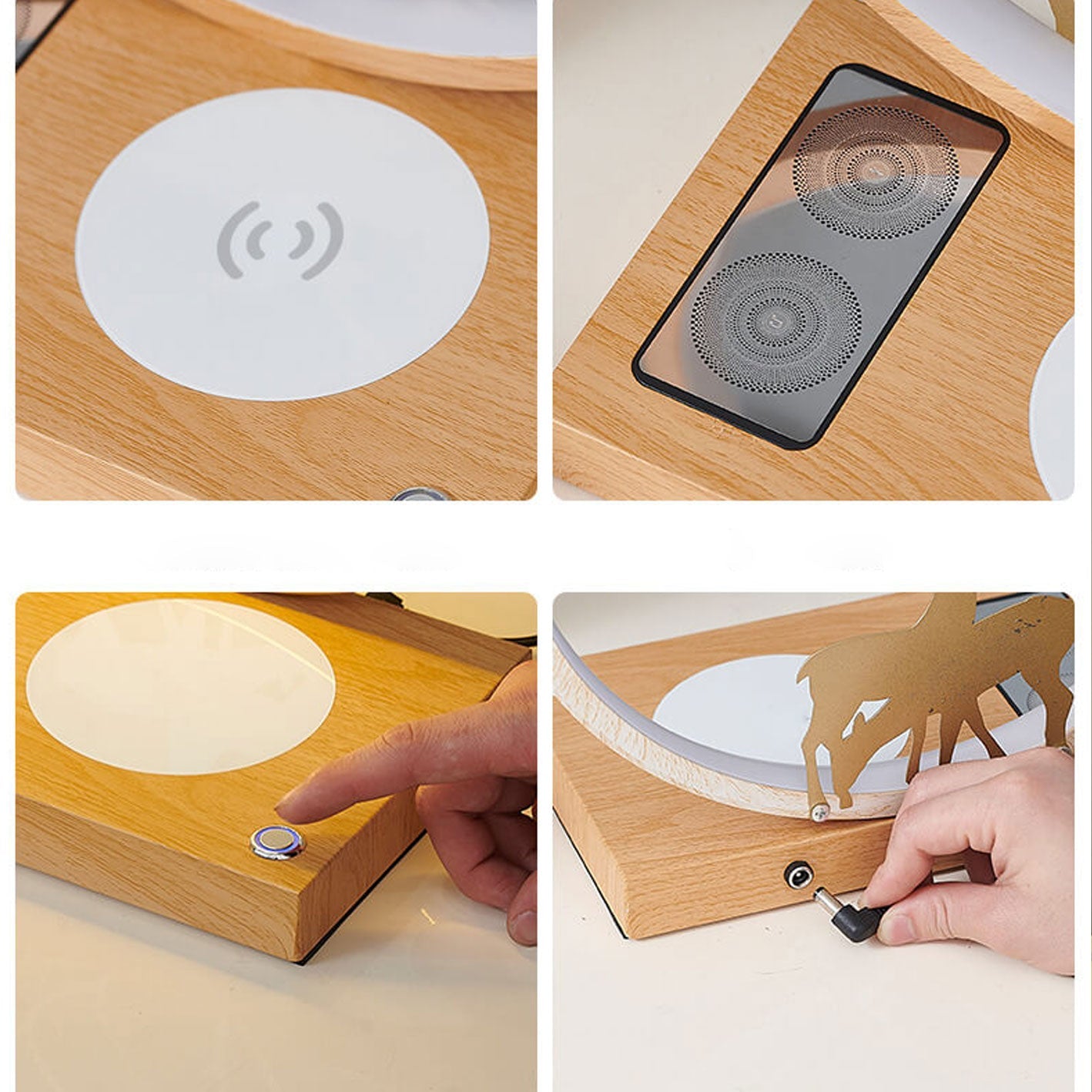 Creative Round Deer Design LED Wireless Charging Touch Decorative Table Lamp