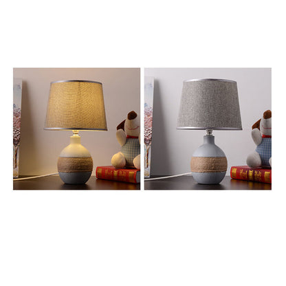 European Style Twine Fabric Ceramic Base 1-Light Table Lamp