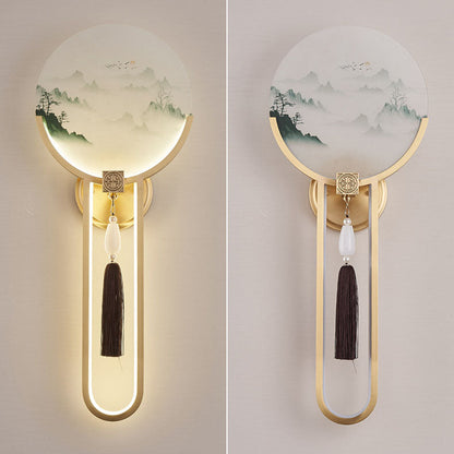 Traditional Chinese All-Copper Glass LED Wall Sconce Lamp For Living Room