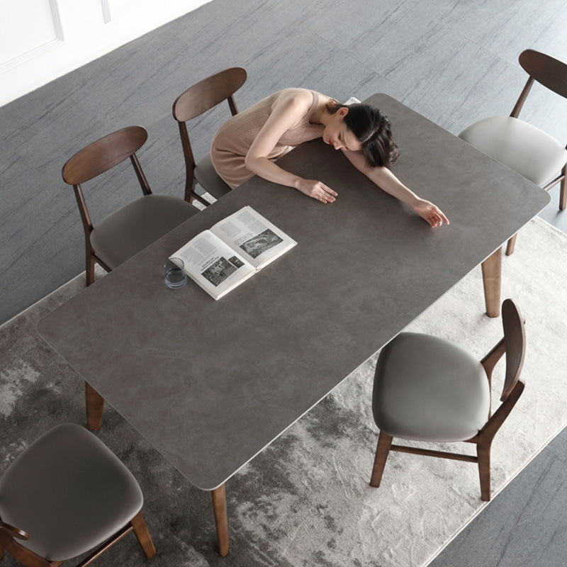 Contemporary Nordic Rectangular Ash Wood Slab Dining Table & Chair Set For 4/6 Seats