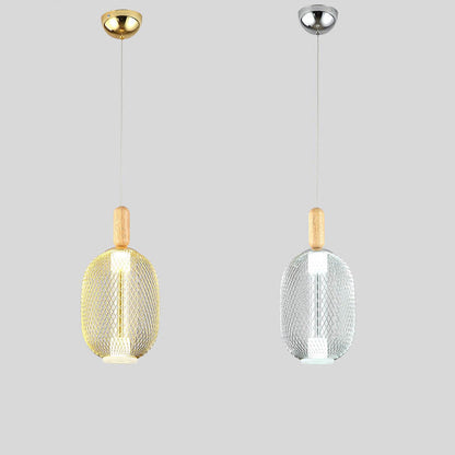 مصباح LED معلق بظل شبكي زجاجي حديث 