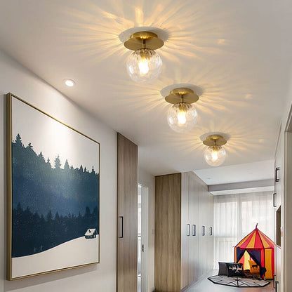 Nordic Water Glass Orb 1-Light Semi-Flush Mount Ceiling Light
