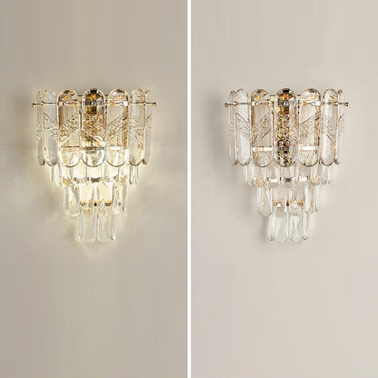 Modern Luxury Brilliant Crystal Stack Iron 2-Light Wall Sconce Lamp For Living Room