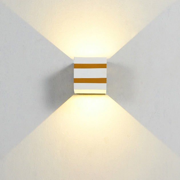 Outdoor Minimalist Square Cube Aluminum Waterproof LED Wall Sconce Lamp