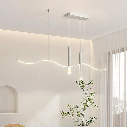 ثريا LED ذات خطوط مموجة من الألومنيوم بتصميم هندسي عصري بسيط لغرفة المعيشة