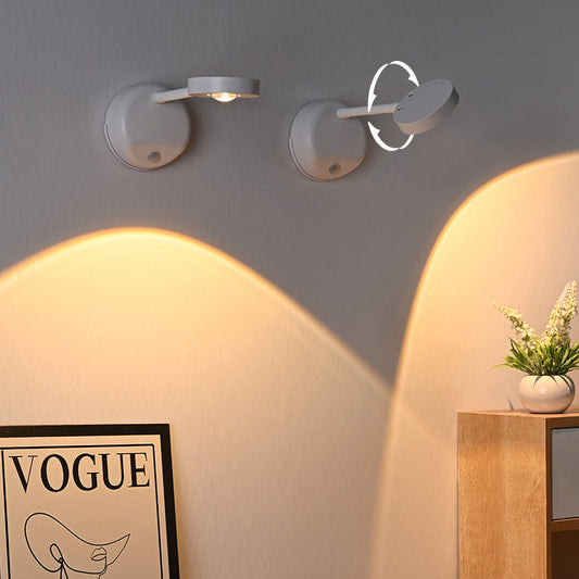 مصباح حائط دائري LED قابل لإعادة الشحن مزود بمستشعر حركة من مادة ABS بتصميم عصري بسيط ومقاوم للماء للاستخدام في الفناء الخارجي