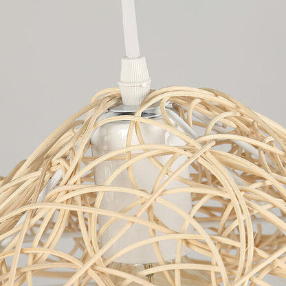 Creative Handmade Rattan Weaving Birdcage 1-Light Pendant Light