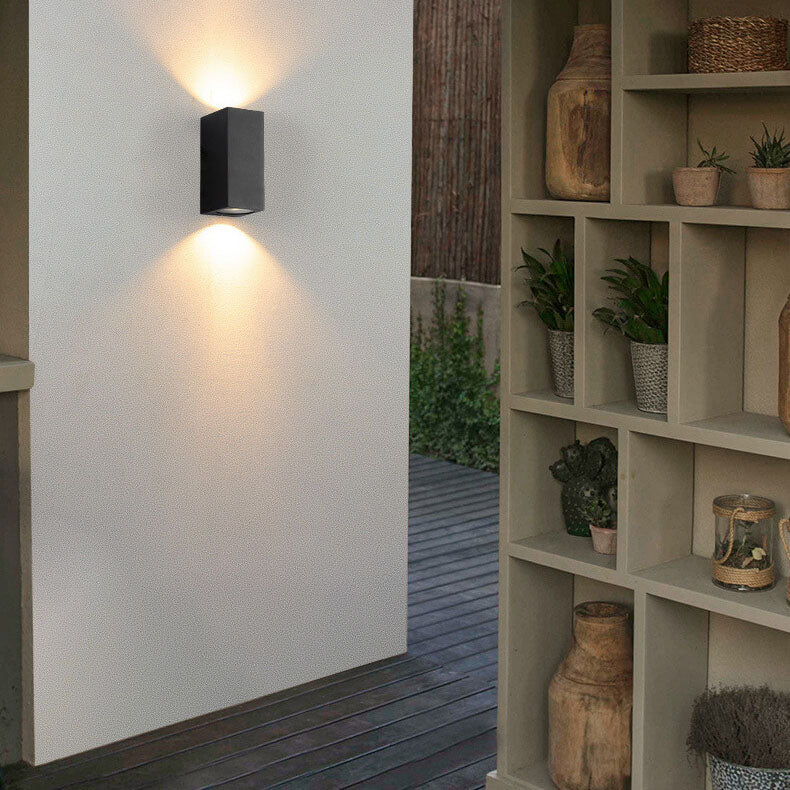 Modern Simple Outdoor Waterproof Aluminum Glass Cylinder 2-Light Wall Sconce Lamp