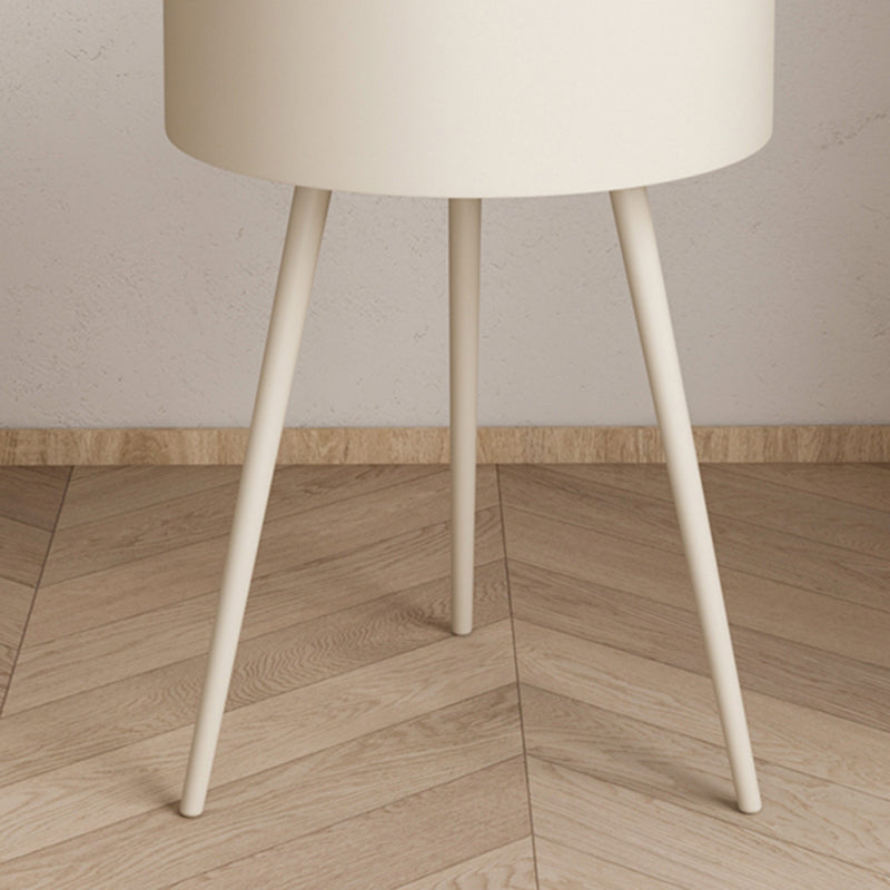 Modern Minimalist Round Tabletop Iron Nightstand 1-Storage For Bedroom
