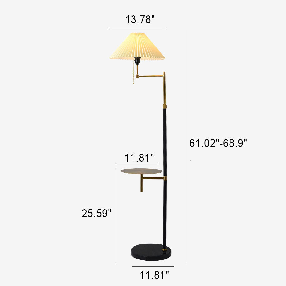 Nordic Light Luxury Pleated Fabric Marble 1-Light Standing Floor Lamp