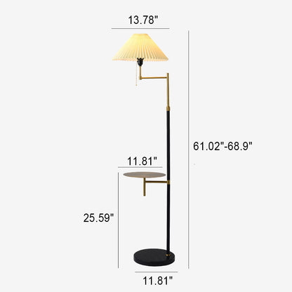 Nordic Light Luxury Pleated Fabric Marble 1-Light Standing Floor Lamp