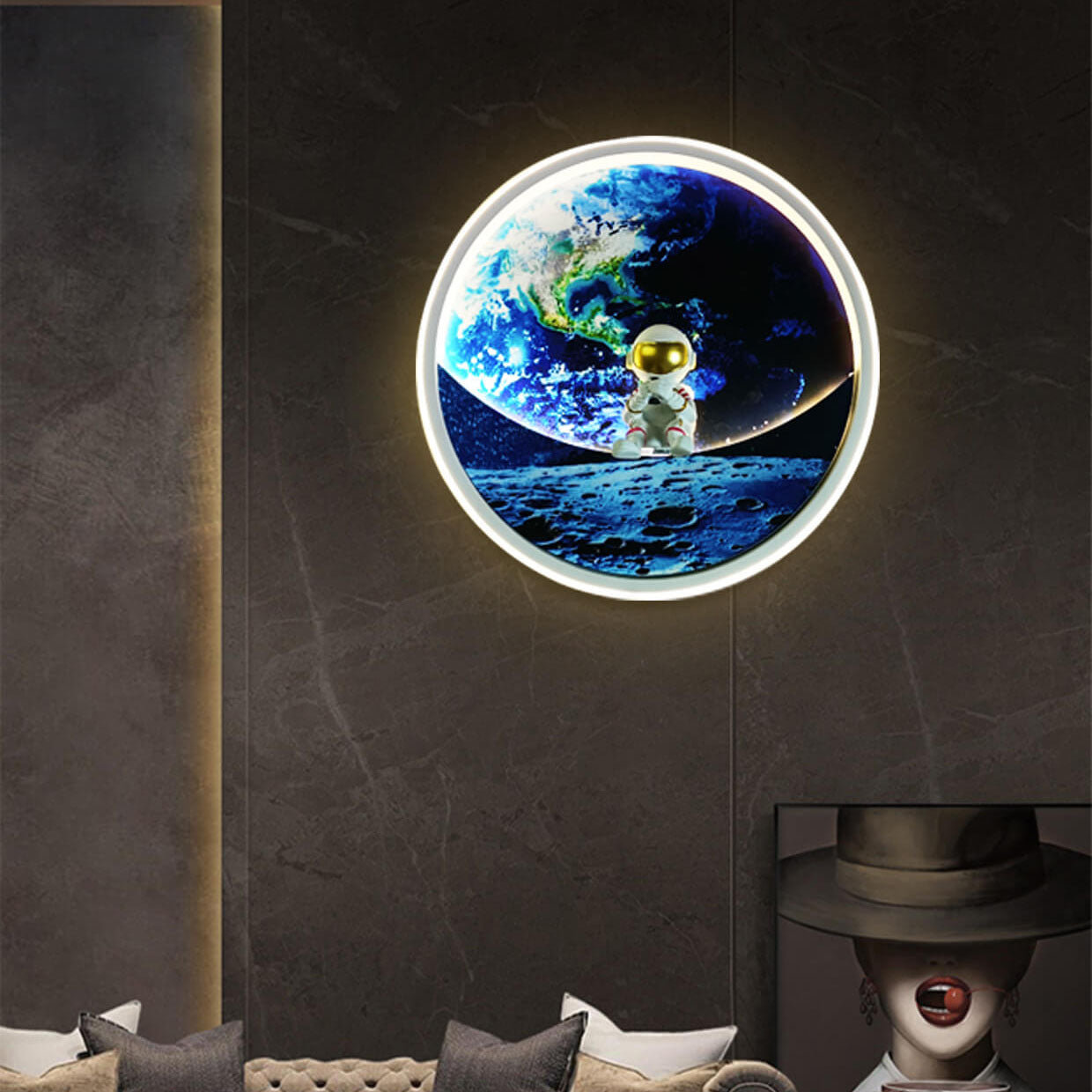 Modern Creative Children's Wrought Iron Imitation Moon LED Wall Sconce Lamp
